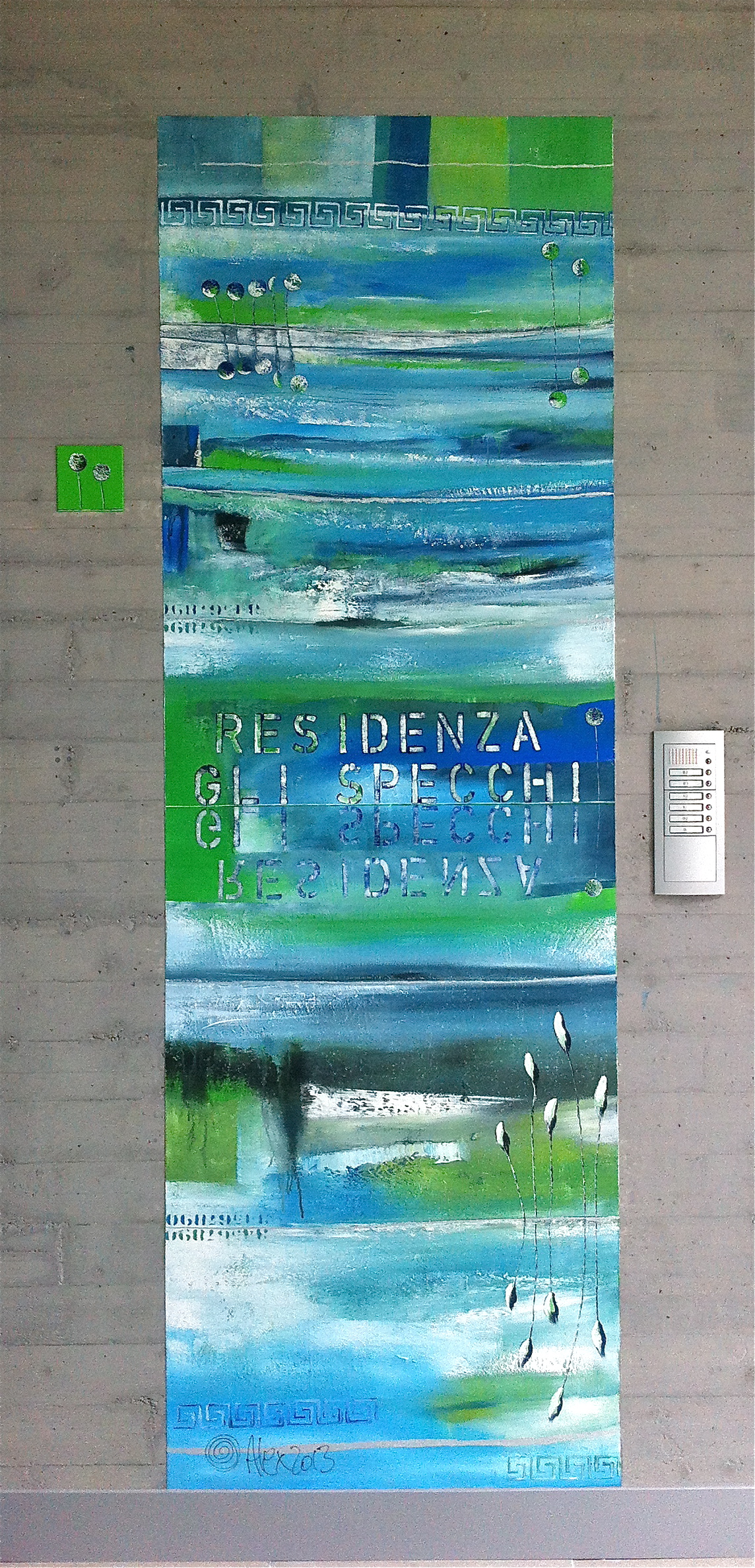 Residenza gli Specchi / Melide / murale esterno / 2013 / 145 x 272 cm / 2013