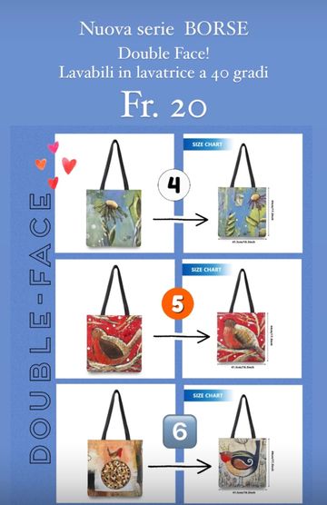 Nuova serie borse - double face - lavabili in lavatrice a 40°